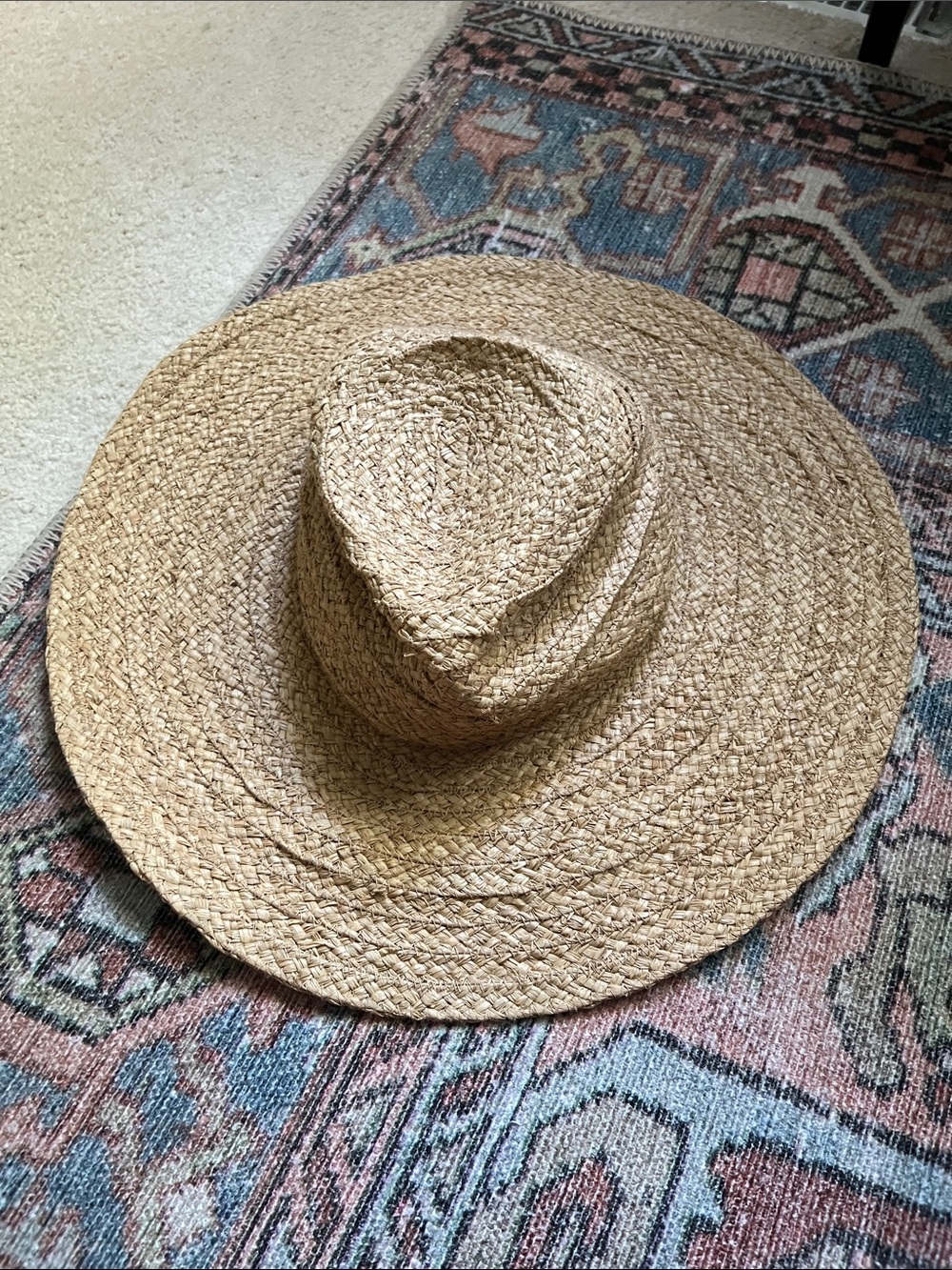 CJLA Wide Brim Straw Sun Hat - Natural Straw